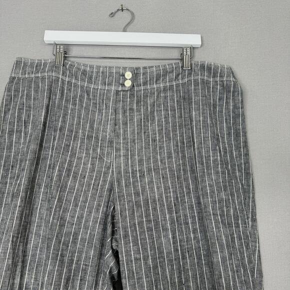 Gerry Weber Womens Pants 18 Blue 100% Linen Striped Trouser Beachy Nautical - Picture 2 of 14